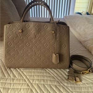 Authentic Louis Vuitton Montaigne MM Dark Beige